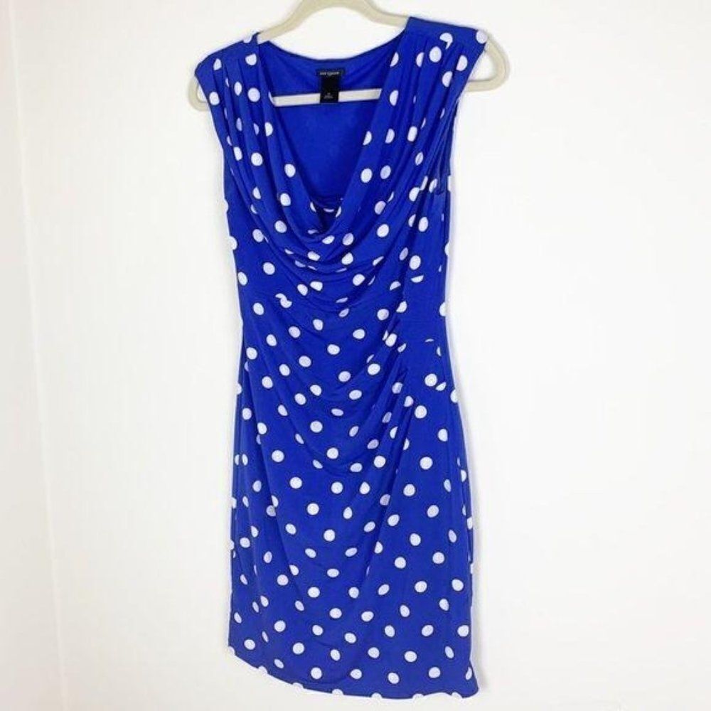 Ann Taylor Blue Polka Dot Sleeveless Dress Sz XS
